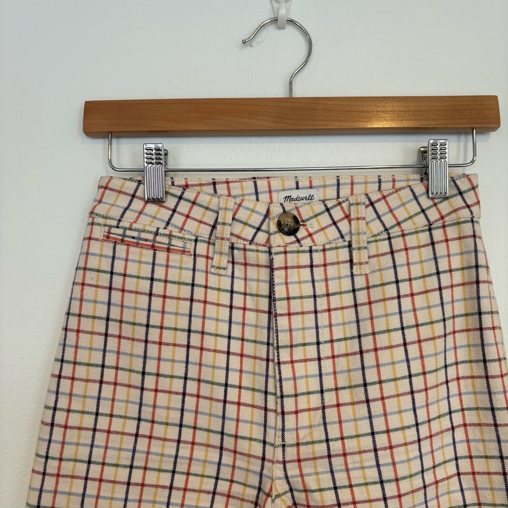 Madewell || Emmett Wide-Leg Crop Pants in Rainbow Windowpane Cream‎ 23 - Picture 3 of 10